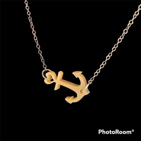 Vintage Anchor Gold Plated Sterling Silver Necklace - Picture 2 of 8